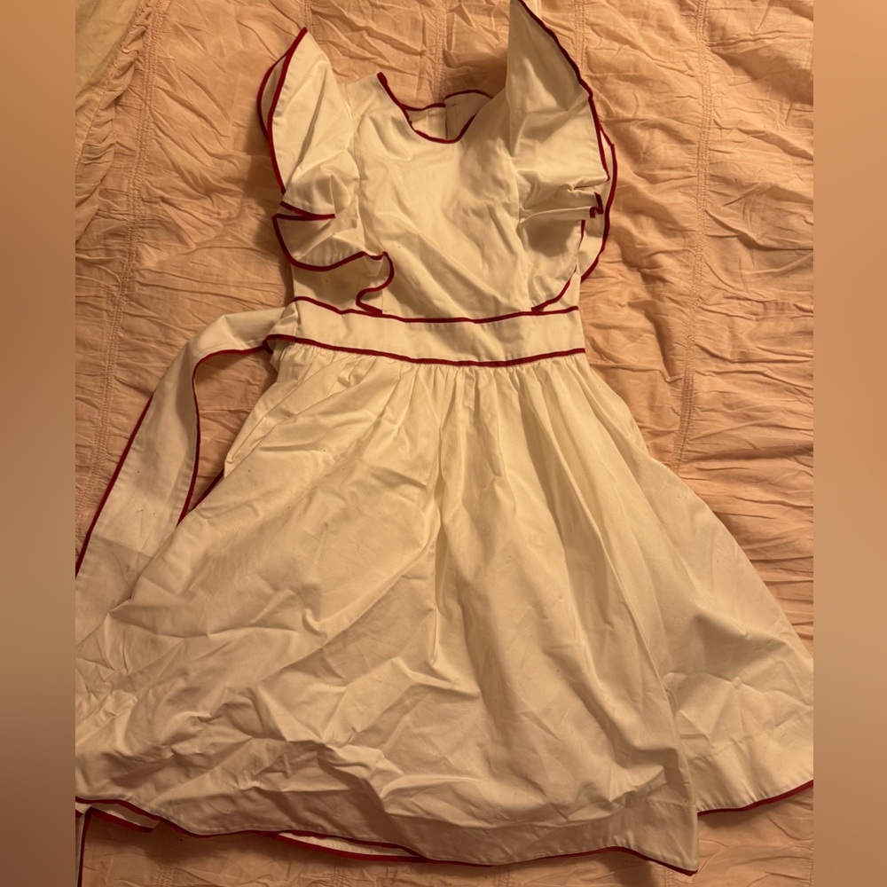 Oscar de la renta kids white and red ruffle dress